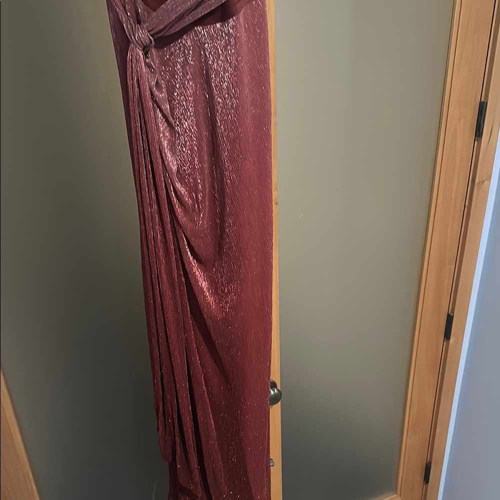 JLUXLABEL One Shoulder Gown in Shimmering Rose - Picture 3 of 4